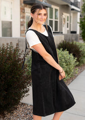 Danae Black Denim Overall Dress