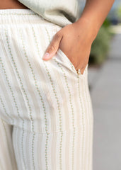 Shanna Cream Floral Pinstripe Pants