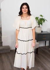 Annika Cream Ruffle Tiered Dress