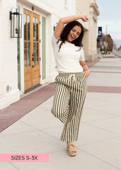Charley Olive Striped Pants