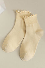 Journee Beige Ruffle Socks