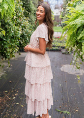 Mira Blush Rose Tiered Ruffle Dress