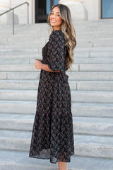 Paisley Black Pink Flower Dress