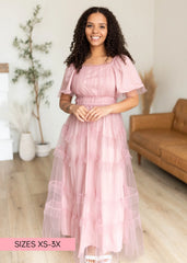 Kamryn Pink Mesh Tiered Dress