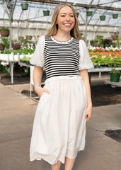 Annika White Striped Dress
