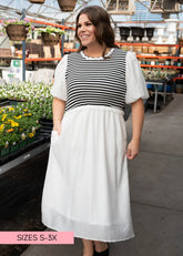 Annika White Striped Dress