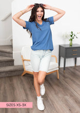 The Classic Blue V-Neck Top
