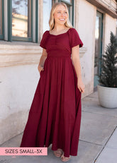 Elena Burgundy Smocked Dress