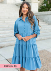 Ava Blue Tiered Dress