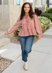 Cora Red Plaid Blouse