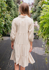 Ellen Beige Button Down Dress