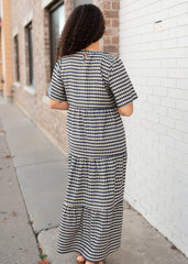 Nora Navy Gingham Tiered Dress