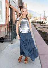 Stella Chambray Tiered Skirt