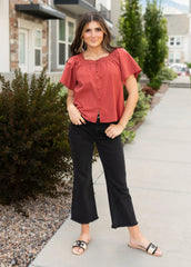 Evianna Terracotta Square Neck Top