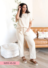 Leila Beige Gingham Knit Pants