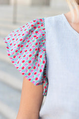 Lesli Blue Stripe Pattern Top