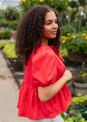 Kacey Red Bow Tie Top