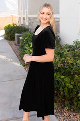 Alexa Black Velvet Dress