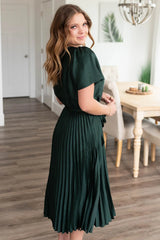 Lynnette Hunter Green Satin Pleat Dress