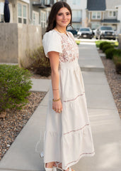 Cecilia Natural Embroidered Dress