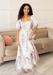 Isabella Ivory Tulle Square Neck Dress