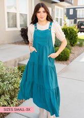 Everlee Teal Overall Dress