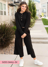 Marion Black Textured Pants