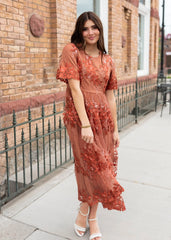 Eliza Rust Floral Dress