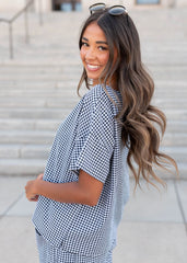 Lois Black Gingham Top