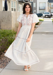 Cecilia Natural Embroidered Dress