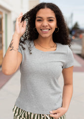 Angie Ribbed Grey Top