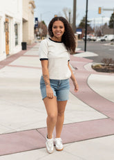 Emmie Grey Contrast Top