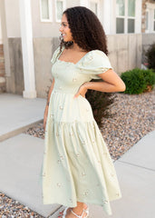 Fleur Olive Puff Sleeve Dress