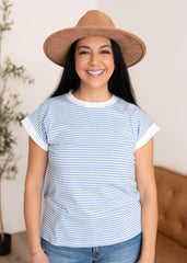Angela Bright Blue Striped Top