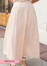 Kendra Pink Striped Midi Skirt