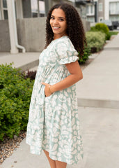 Allene Sage Floral Dress