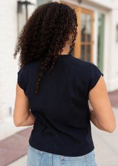 Brea Navy Cap Sleeve Top