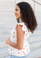 Jaelyn White Cherry Shirt