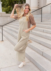 Annalynne Olive Stripe Overalls