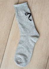 Lora Grey Bow Socks