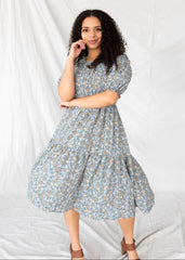 Elowyn Dusty Blue Floral Dress