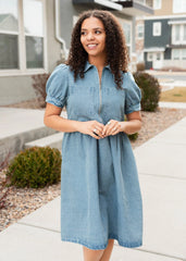 Caroline Denim Zip Up Dress
