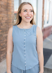 Tiffany Dusty Blue Textured Top