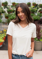 The Classic Cream V-Neck Top