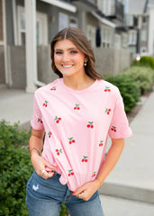 Cherry Pink Embroidered Top