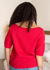 Danika Red Floral Collared Top