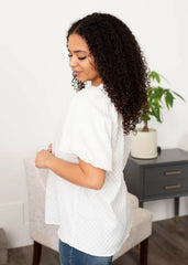 Sariah White Textured Top
