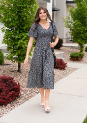 Aylin Black Floral Tiered Dress