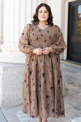 Constance Mocha Floral Tiered Dress