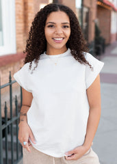 Carla Ivory Cap Sleeve Top